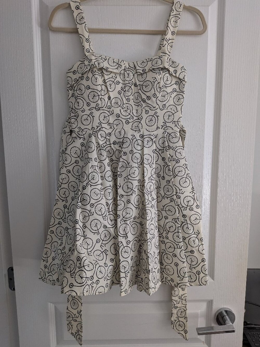 Ilia White & Black Bicycle Print Dress - NWOT - Fit & Flare - US 4